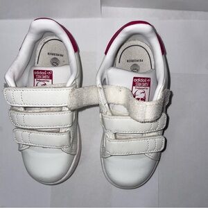Adidas Kids' White and Pink Stan Smith Sneakers